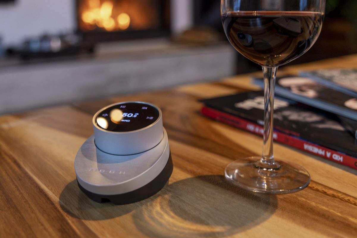 MOON North collection BRM-1 Intelligent Remote Control with glass of red wine
