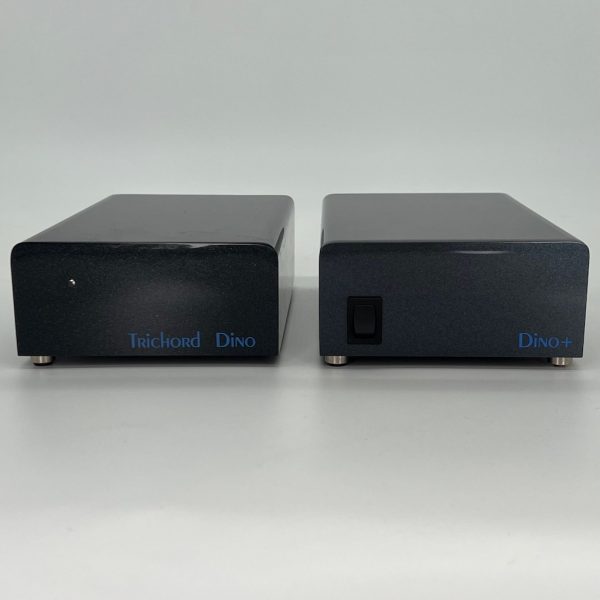Trichord Dino & Dino+ Phono Stage and Upgraded Power Supply Front View Pre-owned Available from Loud and Clear Glasgow, Scotland