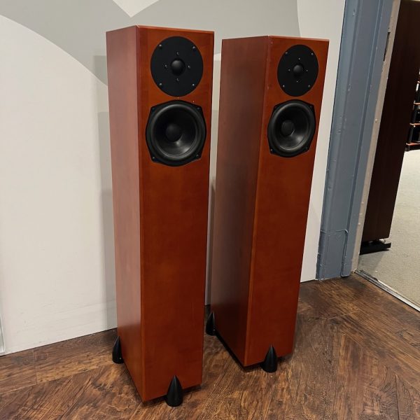 Totem Sttaf Floorstanding Loudspeaker Cherry Side View Pre-owned, available from Loud and Clear Glasgow, Scotland. U.K.