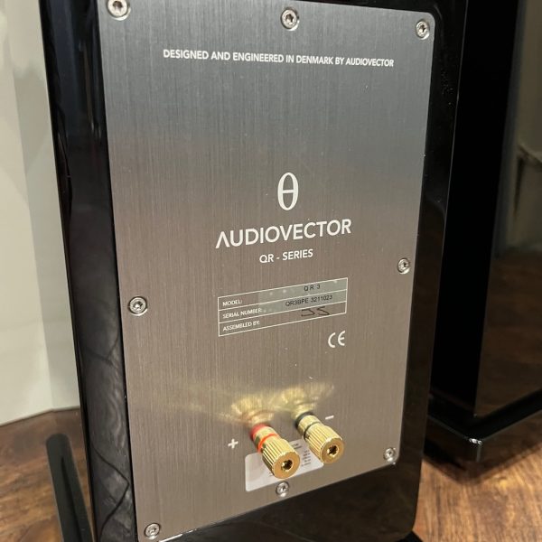 AudioVector QR3 Floorstanding Loudspeaker Gloss Black Rear View Ex-demonstration, Available from Loud & Clear Glasgow, Scotland, U.K.