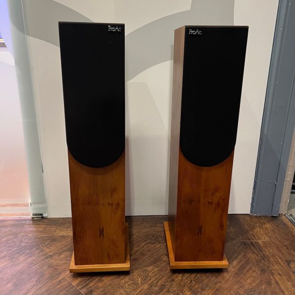 ProAc Studio 125 Floorstanding Loudspeaker Yew Front View Grilles On Pre-owned, Available from Loud & Clear Glasgow, Scotland, U.K.