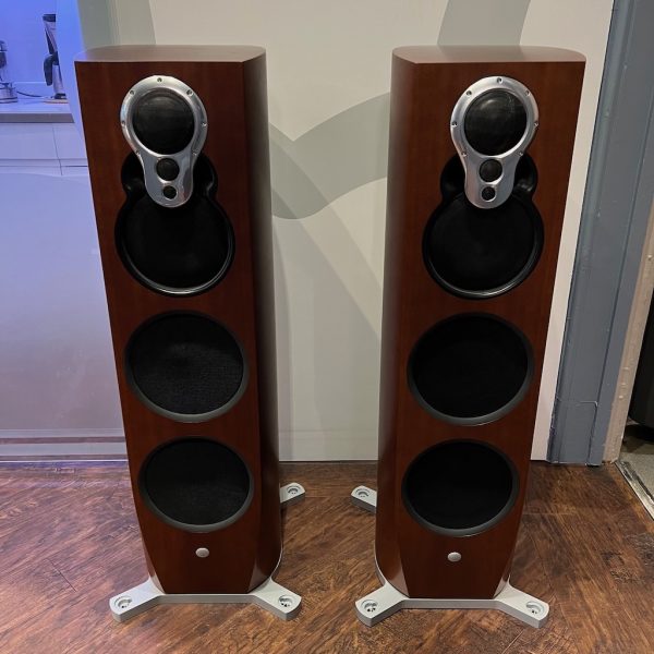 Linn Klimax 350P Floorstanding Loudspeaker in Cherry Front View Pre-Owned, available from Loud and Clear Glasgow, Scotland. U.K.