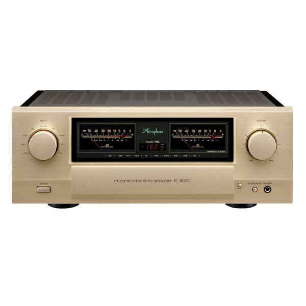 Accuphase E-4000 class a/b Integrated Amplifier Front view, audiophile hi-fi from japan available from loud and clear glasgow, scotland, uk