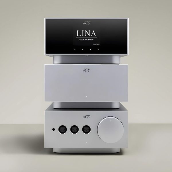 LIna Silver White Stack Front view in silver with network streaming dac, master clock and headphone amplifier, high-end head-fi from loud and clear hi-fi, glasgow, scotland, uk