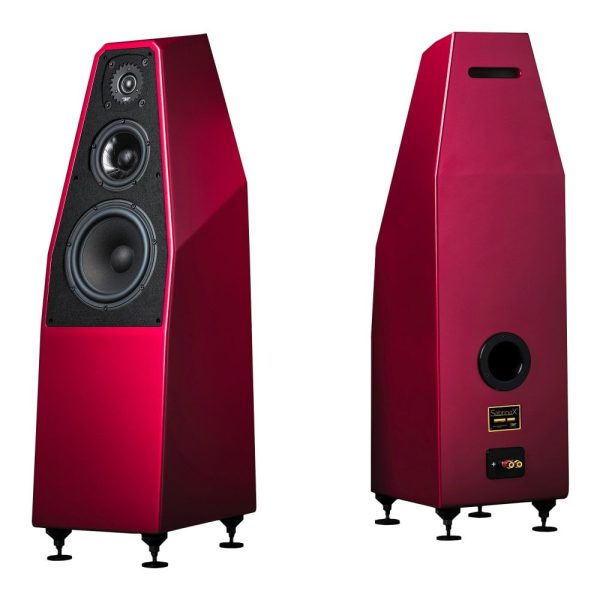 wilson audio sabrinax floorstanding speakers crimson satin finish new high-end audio, available at Loud and Clear Glasgow, Scotland, U.K.