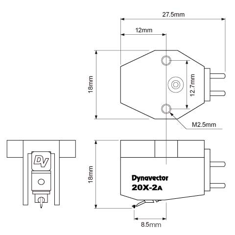 dynavector 20x2a technical drawing with measurements