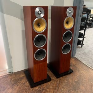 Bowers and Wilkins CM9 Floorstanding Speakers in Rosenut Front View Grilles Off Pre-Owned, Available at Loud and Clear Glasgow, Scotland, U.K.