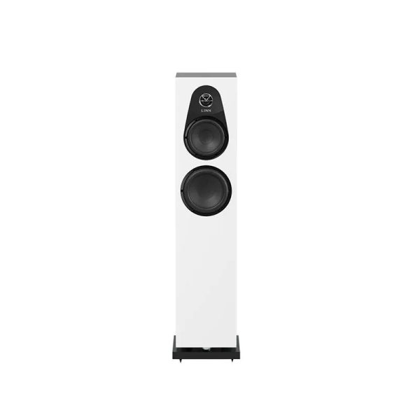 Linn 150 Floorstanding Speakers New Satin White Front View, Available at Loud and Clear Glasgow, Scotland, U.K.