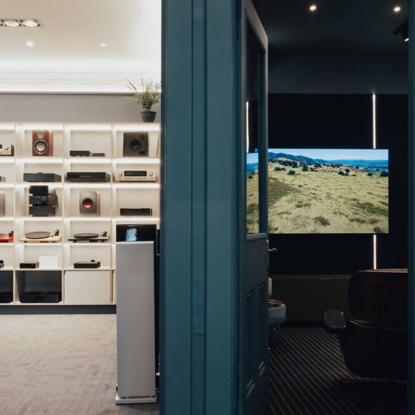 Loud & Clear Showroom with open Doors to Speaker Room and Cinema Room, cinema and hi-fi stereo systems from loud and clear glasgow, scotland, uk