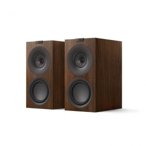 KEF Q Concerto Stand Mount Speakers Walnut New Angle View, Available at Loud and Clear Glasgow Hifi Shop, Glasgow, Scotland, U.K.