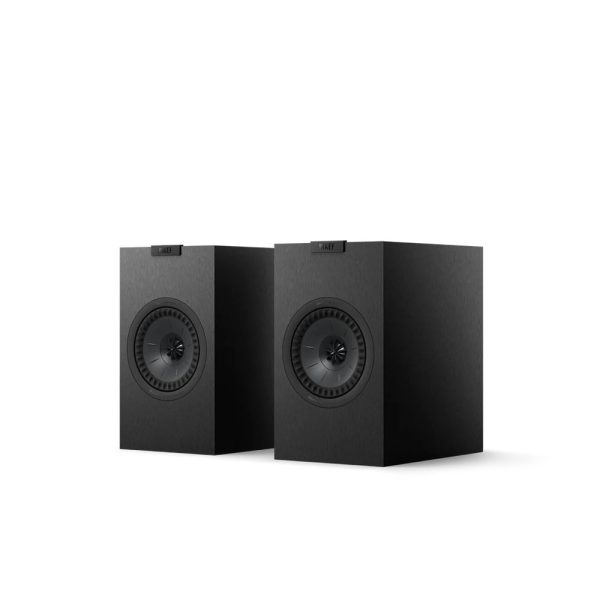 KEF Q1 Meta Bookshelf Speakers New Black Angle View, Available at Loud and Clear Glasgow Hifi Shop, Glasgow, Scotland, U.K.