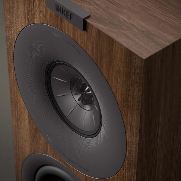 KEF Q7 Meta walnut Lifestyle 2, Available at Loud and Clear Glasgow Hifi Shop, Glasgow, Scotland, U.K.