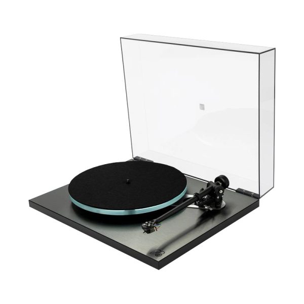 Rega Planar 3 RS Turntable With Cartridge and Power Supply New Side Lid Up, Available at Loud and Clear Glasgow, Scotland, U.K.