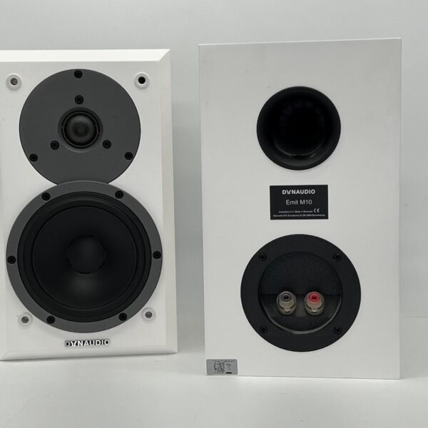 Dynaudio Emit M10 Bookshelf Speakers White Pre-Owned Rear View, Available at Loud and Clear Glasgow, Scotland, U.K.