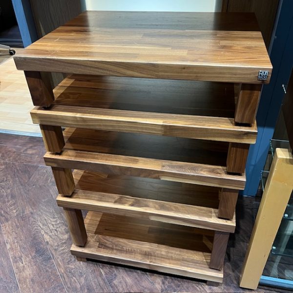 Hi-Fi Racks 5 Tier Podium Reference in Walnut Hi-Fi Stand Pre-Owned Front View, Available at Loud and Clear Glasgow, Scotland, U.K.