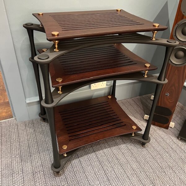 Quadraspire 3 Tier Dark Bamboo X-reference Hifi rack Pre-Owned Side View, Available at Loud and Clear Glasgow, Scotland, U.K.