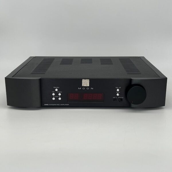 Moon 340i D2PX Integrated Amplifier with DAC and Phono Black Pre-Owned Front View, Available at Loud and Clear Glasgow, Scotland, U.K.