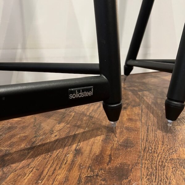 Solid Steel SS6 Speaker Stands Black Pre-Owned Badge View, Available at Loud and Clear Glasgow, Scotland, U.K.