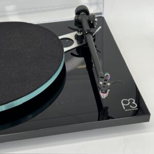 Rega Planar 3 Black Turntable With AT-VM95SH Catridge Pre-Owned Arm View, Available at Loud and Clear Glasgow, Scotland, U.K.