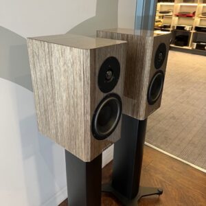 Dynaudio Special 40 Ebony Wave Standmount Speakers With Stands Pre-Owned Side View, Available at Loud and Clear Glasgow, Scotland, U.K.
