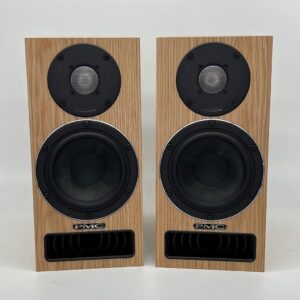 PMC 21i Standmount Speaker Oak Finish ex-Demonstration Front View, Available at Loud and Clear Glasgow, Scotland, U.K.