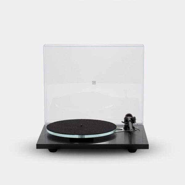 Rega Planar 3 Eco Turntable New Front angle Lid up, Available at Loud and Clear Glasgow, Scotland, U.K.