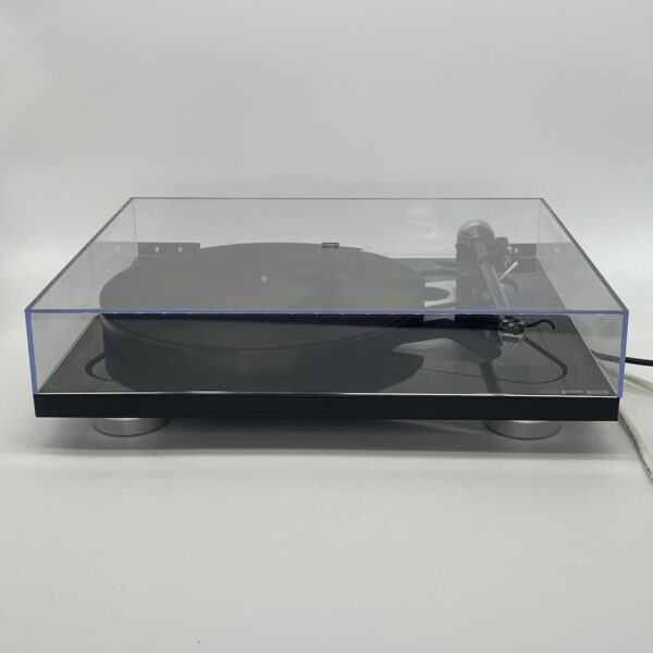 Rega RP8 Turntable With Apheta 2 Black Pre-Owned Front View Lid On, Available at Loud and Clear Glasgow, Scotland, U.K.