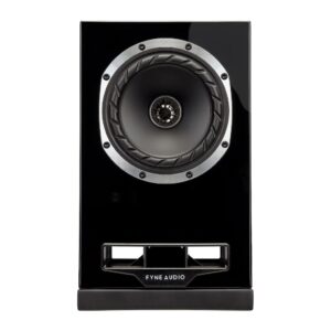 Fyne Audio F5S Bookshelf Speakers New Gloss Black Front View from loud and clear hi-fi, glasgow, scotland, uk