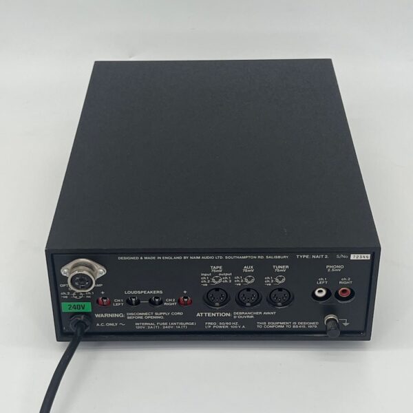 Naim Audio NAIT 2 Integrated Amplifier Pre-Owned Rear View, Available at Loud and Clear Glasgow, Scotland, U.K.