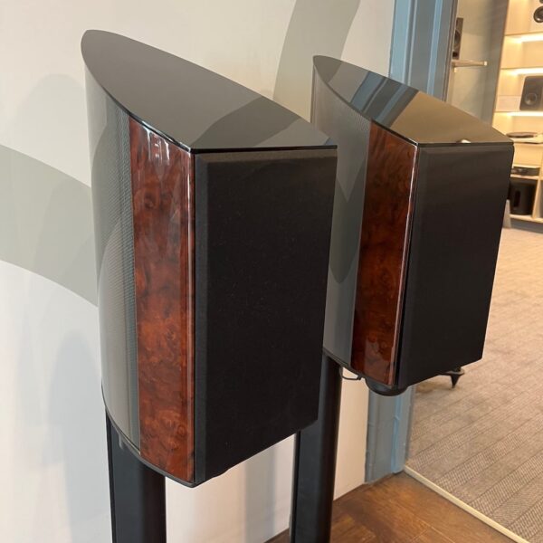 Wilson Benesch Dicovery Stand Mount Speakers Pre-Owned Angle View Grilles On, Available at Loud and Clear Glasgow, Scotland, U.K.