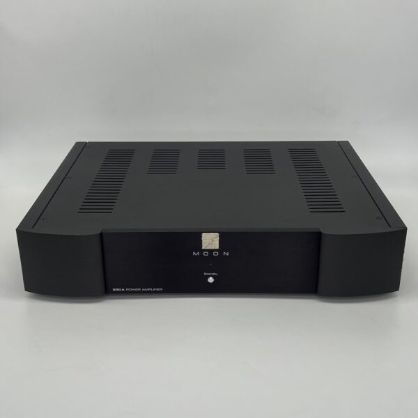 Moon 330A Power Amplifier Prer-Owned Black Front View, Available at Loud and Clear Glasgow, Scotland, U.K.