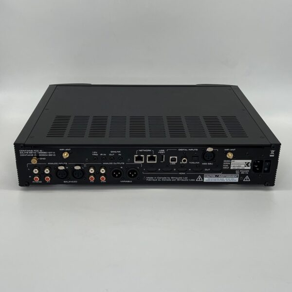 Moon 390 Streaming Preamplifier Pre-Owned Black Rear View, Available at Loud and Clear Glasgow, Scotland, U.K.