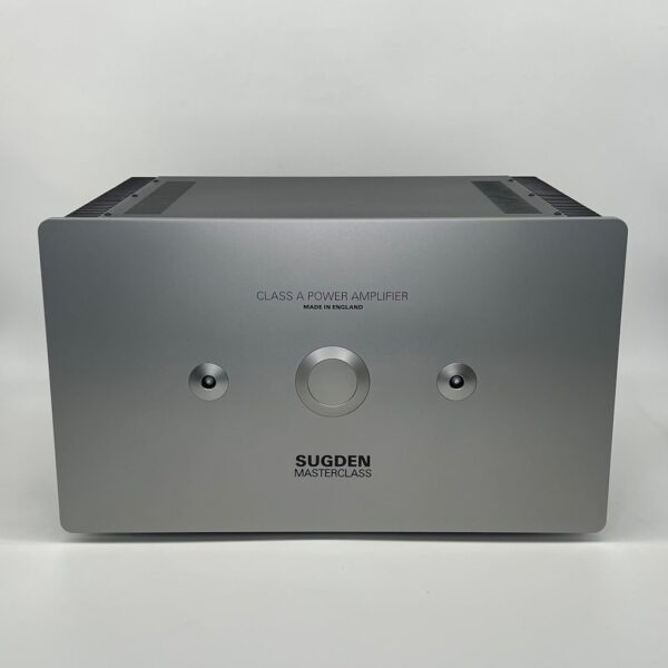 Sugden Masterclass MPA4 Mono Power Amplifier Silver Pre-owned L Front View, Available at Loud and Clear Glasgow, Scotland, U.K.