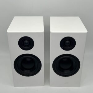 Totem Bison Monitor Bookshelf Speakers Satin White ex-Demonstration Top View, Available at Loud and Clear Glasgow, Scotland, U.K.