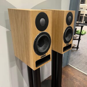 PMC twenty5.21i Bookshelf Speakers and stands pre-owned angle view, Available at Loud and Clear Glasgow, Scotland, U.K.