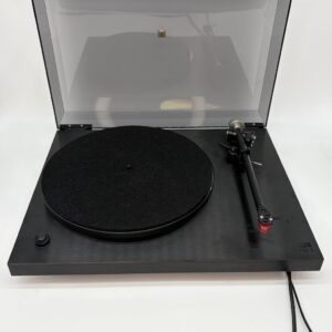 Rega Planar 3 Turntable 10x5 Pre-Owned Front View Lid Up, Available at Loud and Clear Glasgow, Scotland, U.K.