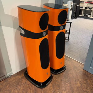 Focal Sopra N2 Floorstanding Speaker Pre-OWned Angle View Grilles on, Available at Loud and Clear Glasgow, Scotland, U.K.
