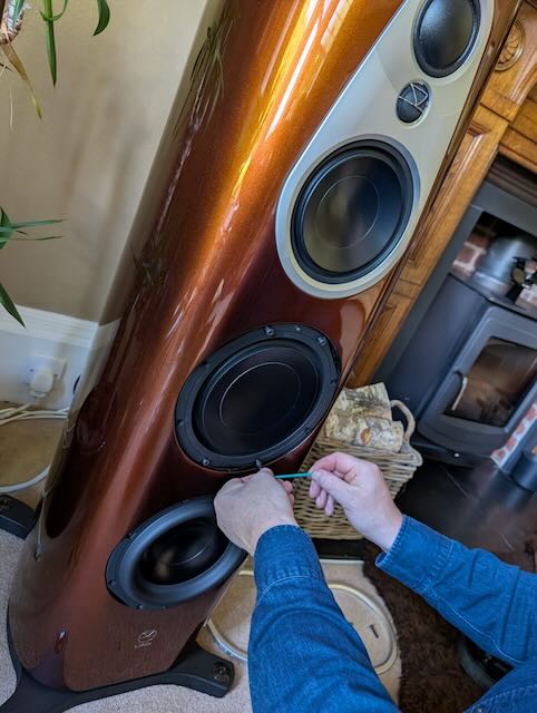 Linn Pistonik Drive Unit Being Installed in 360 Speakers high-end active loudspeakers from loud and clear glasgow, scotland, uk