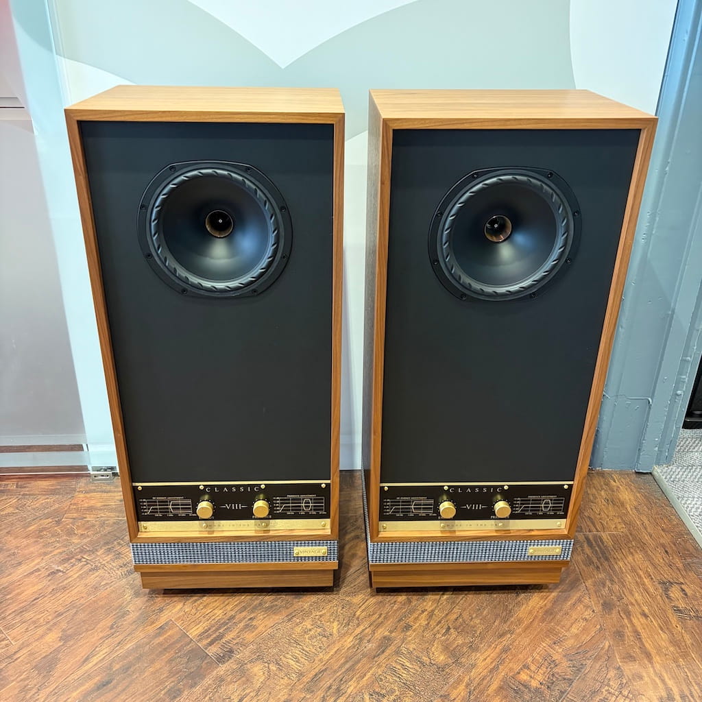 Fyne Audio Vintage Classic 8 Floorstanding Speakers Pre-Owned Front View, Available at Loud and Clear Glasgow, Scotland, U.K.