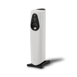 Linn 343 Floorstanding Speakers New Alpine White Angle View, high-end audio from loud and clear hi-fi, glasgow, scotland, uk